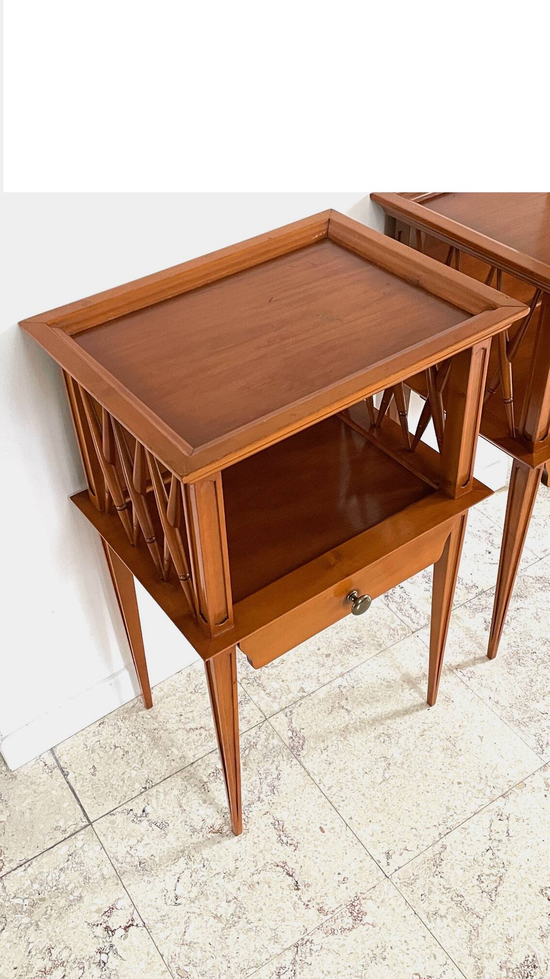 Vintage compass leg bedside table