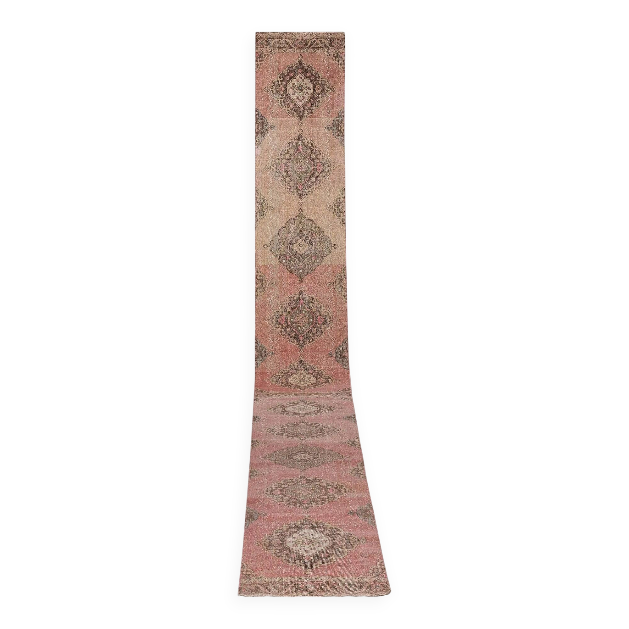 Vintage Turkish hallway rug 79x734 cm