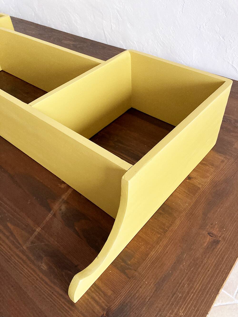 1960s wooden wall shelf with 3 compartments