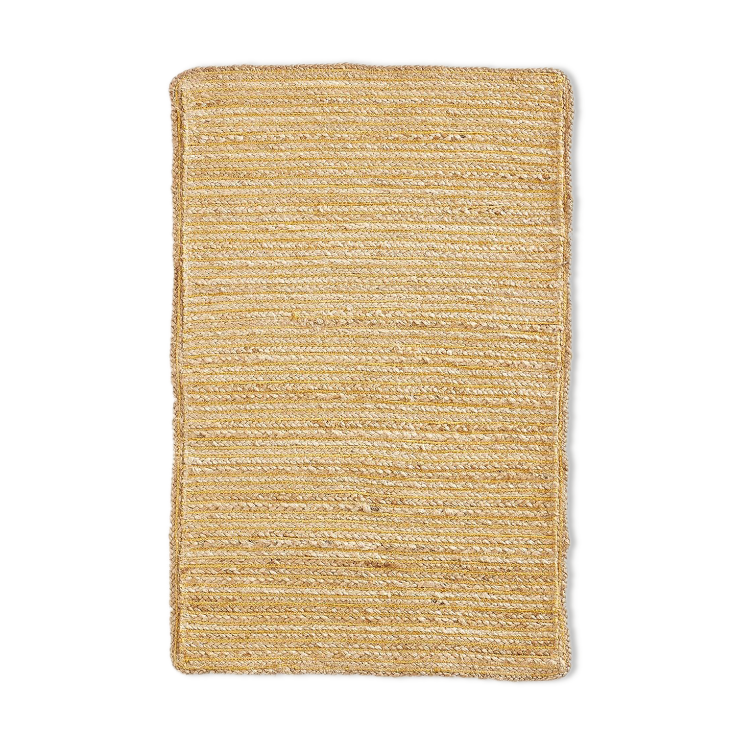 Golden burlap rug 96 x 64 cm