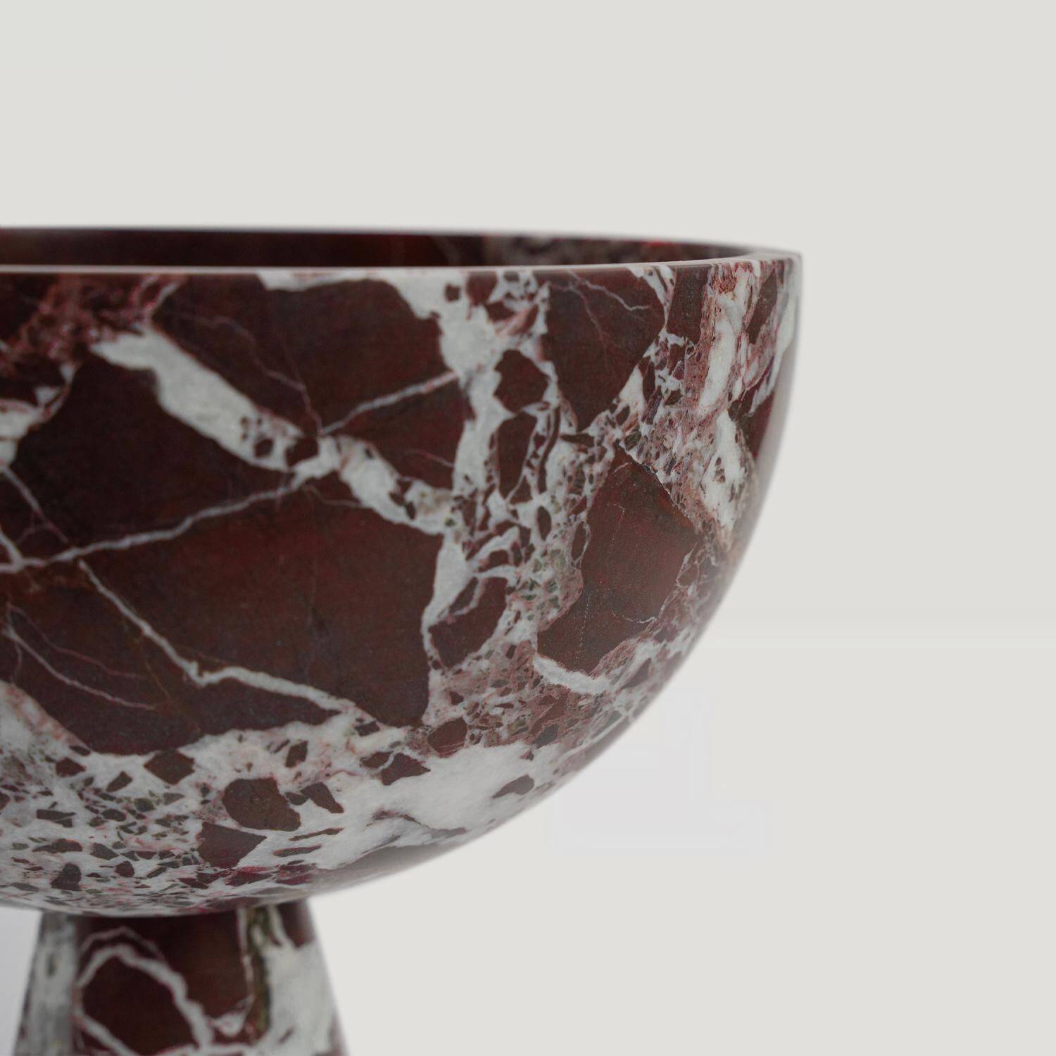 XL Rosso Levanto marble pedestal bowl