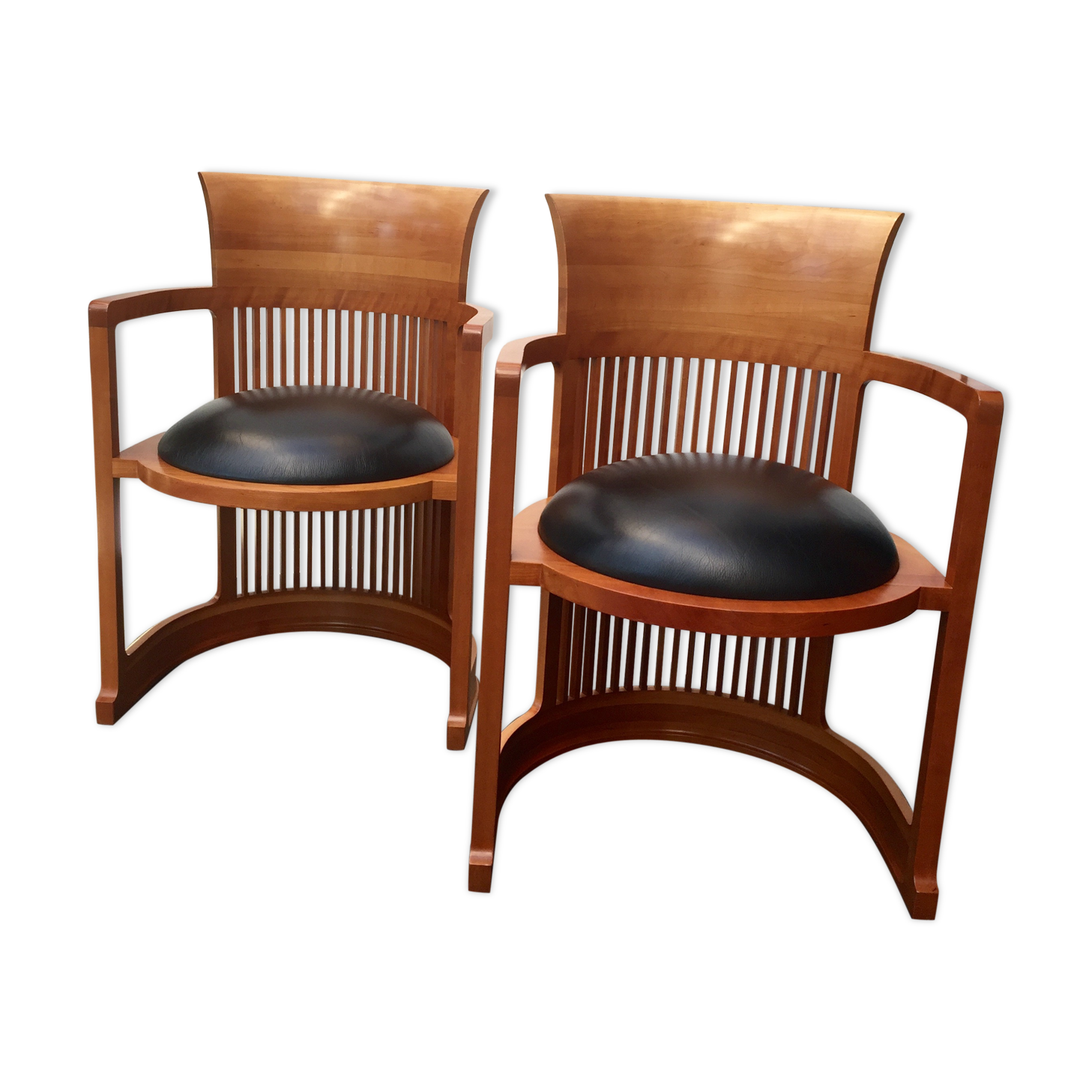 Pair of chairs 606 Barrel of Frank Lloyd Wright, edited by Cassina