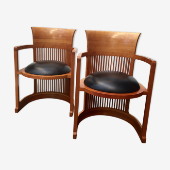 Paire de fauteuils 606 Barrel de Frank Lloyd Wright édité par Cassina