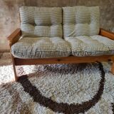 Pine sofa two places 1960 Vintage