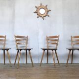 Series of 4 Scandinavian chairs or vintage wooden bistro