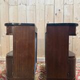 Pair of Art Deco bedside tables with marble.
