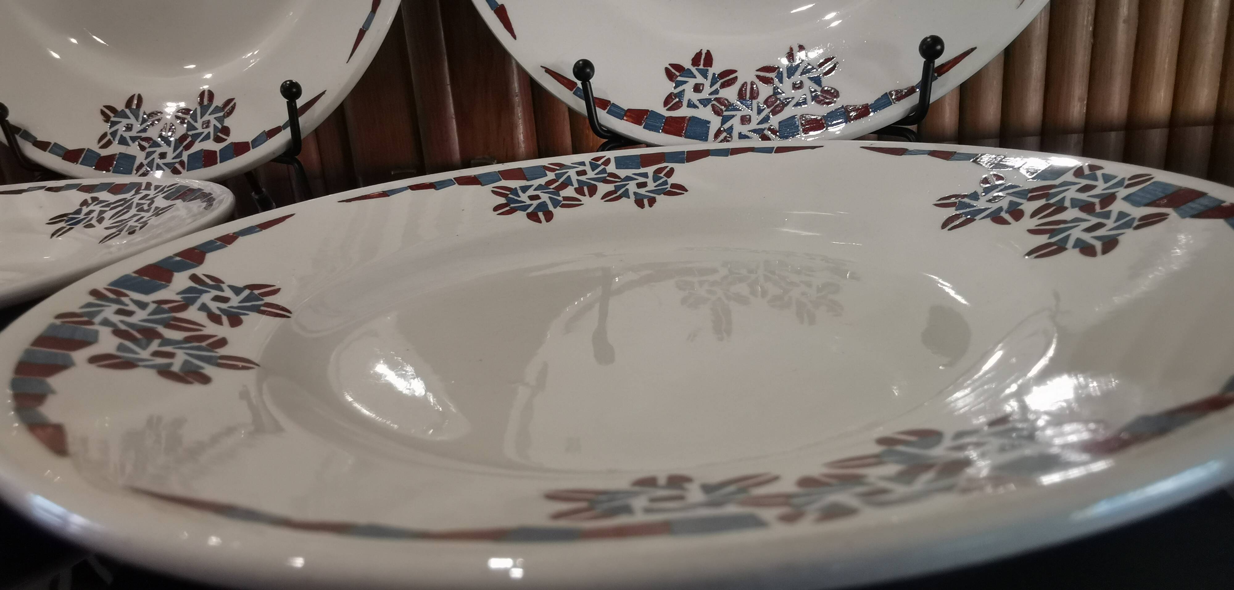 6 earthenware dessert plates OKAN model by Longchamp TERRE DE FER