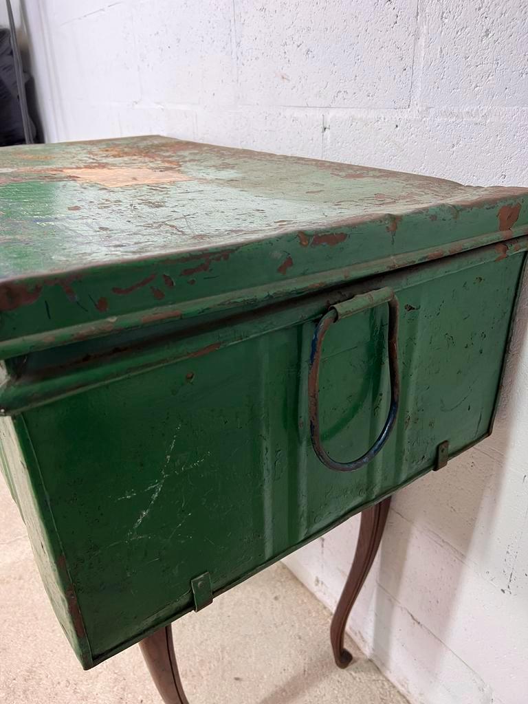 Vintage green industrial trunk