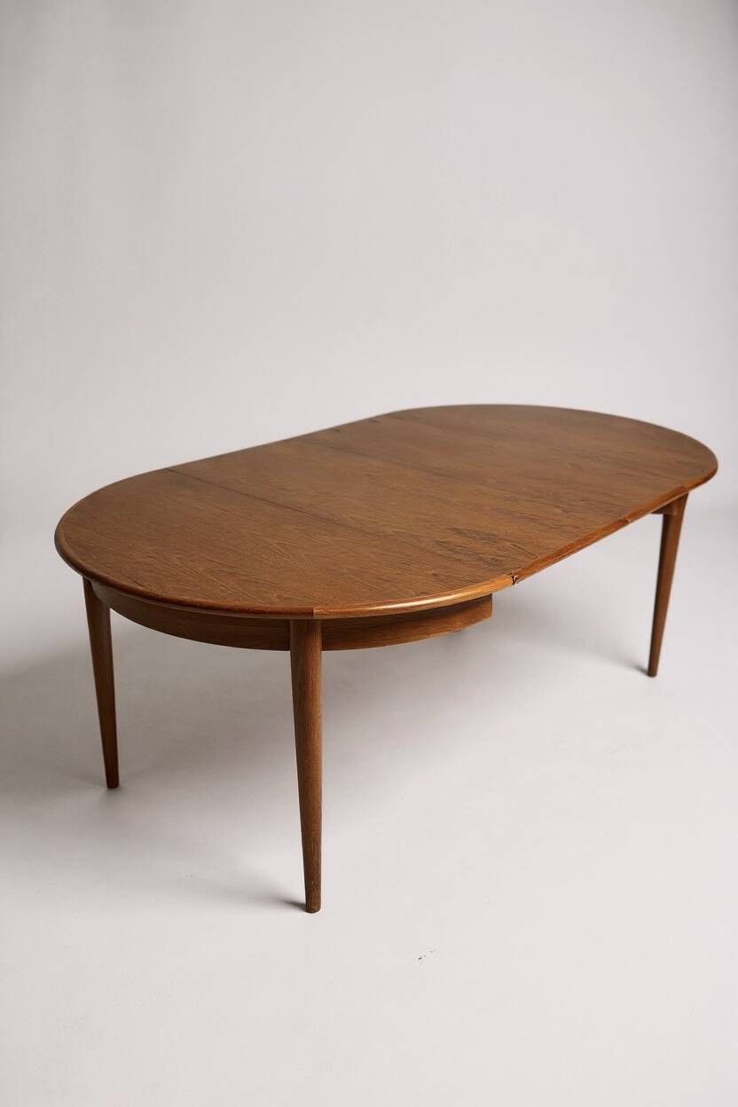 Vintage Scandinavian extendable round table P. Jeppesens Møbelfabrik