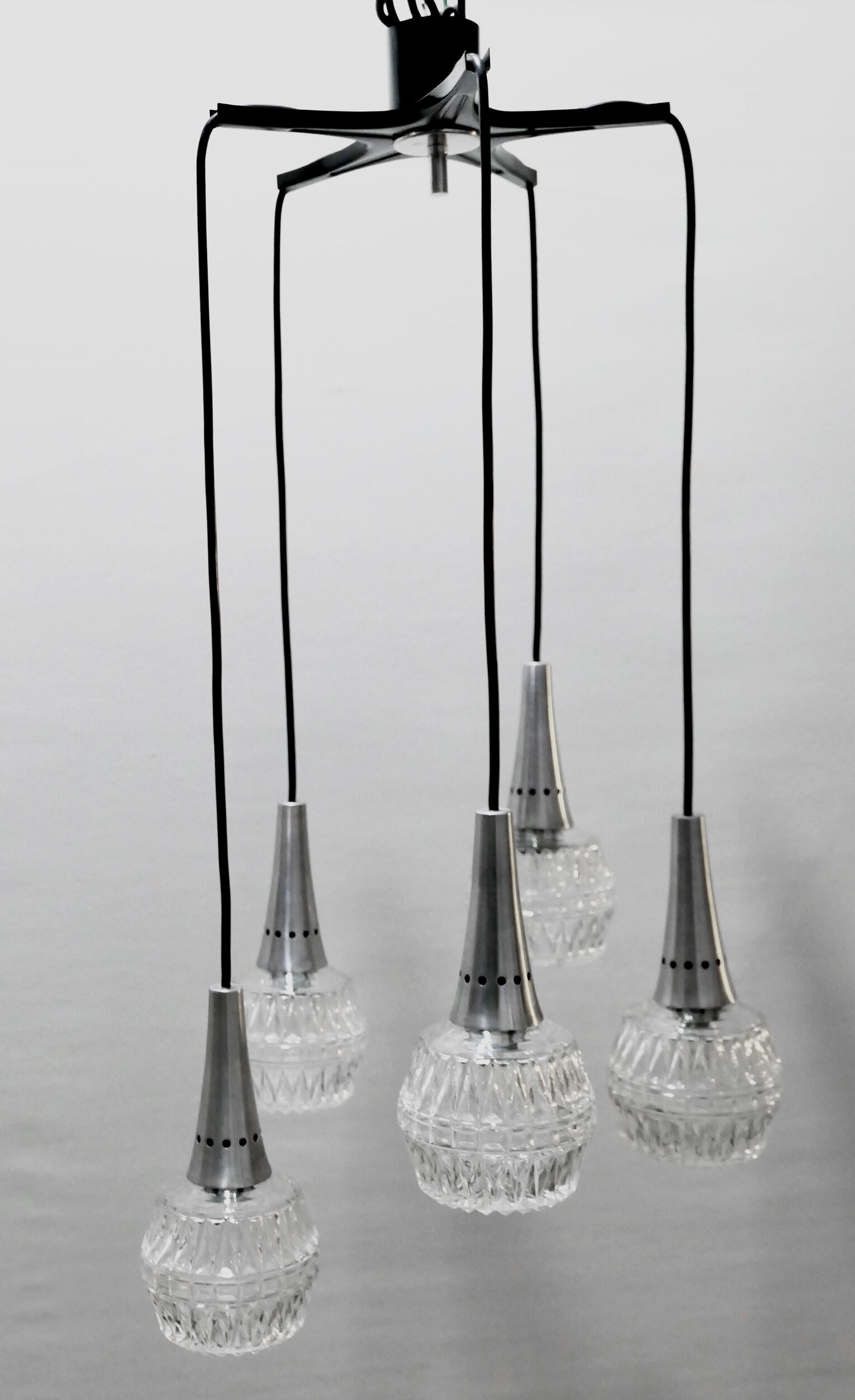 Chandelier suspension waterfall 5 globes Philips 1960-70