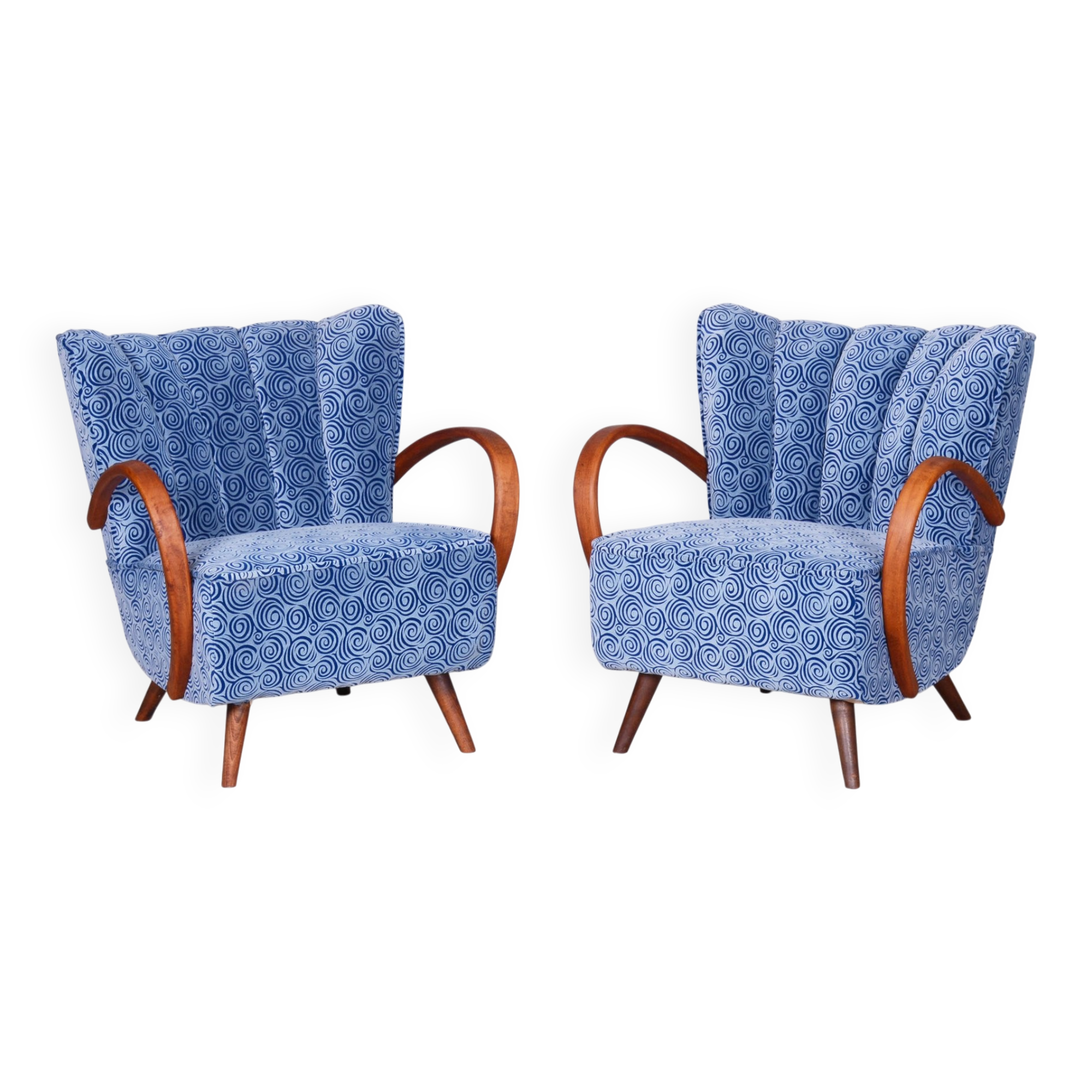Czech Art Deco Armchairs by J. Halabala for Up Závody, 1930s, Set of 2
