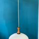 Suspension en opaline et teck années 60