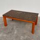 1970s modernist fossil marble coffee table with wooden base