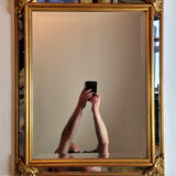 Vintage Venetian style beveled mirror with parecloses, 74 cm