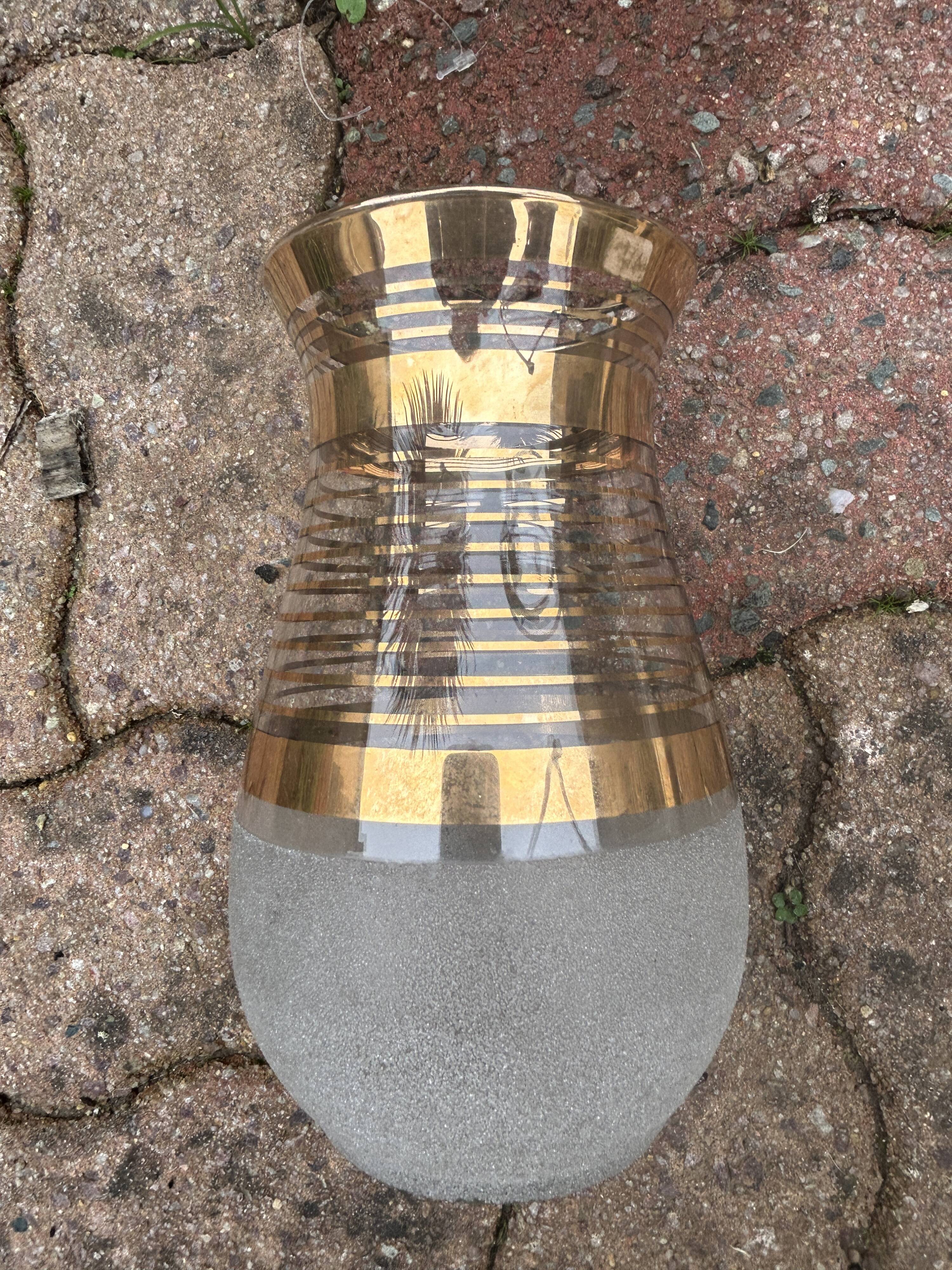 Gilded glass vase signed Fains – France, circa 1950