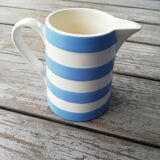Blue and white striped pitcher