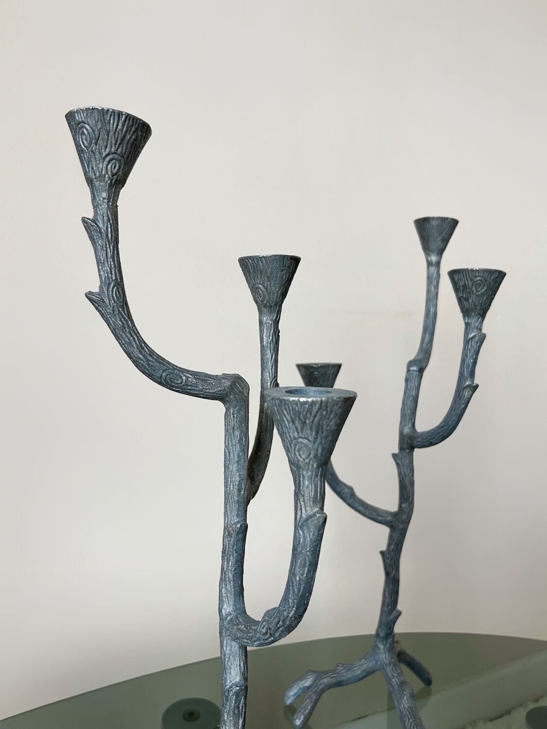 70s aluminum design candlesticks