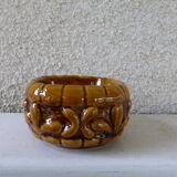 Ashtray ceramic glazed beige/Brown vintage 1970