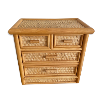 Chest of drawers rattan jewelry box