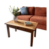 Old farmhouse coffee table in solid wood, 1 drawer