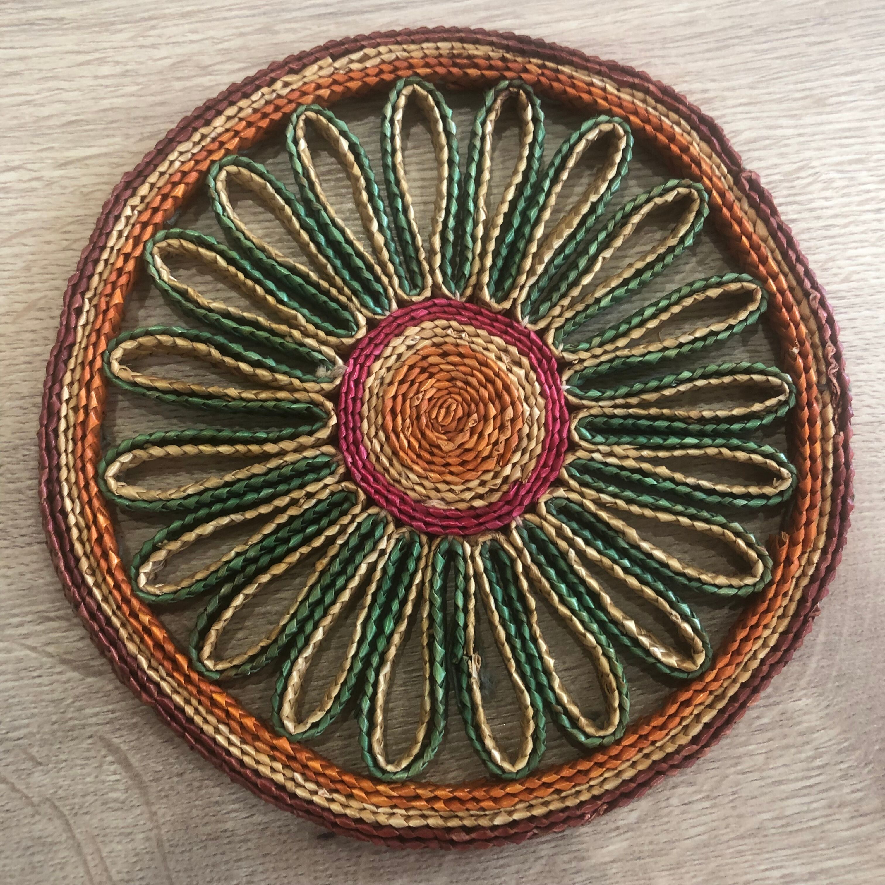 Set of 3 underwear of vintage braided straw dishes