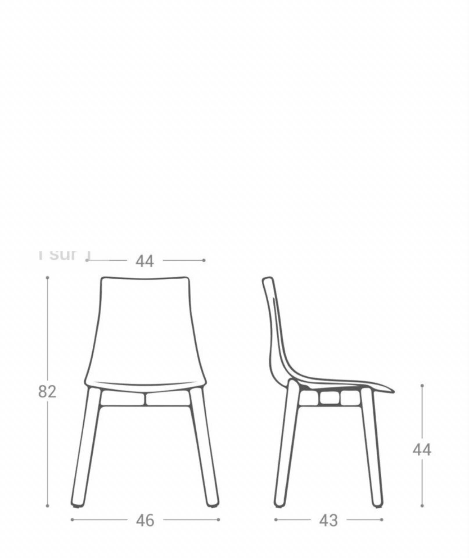 Set of 4 fantasy design chairs – brand: Cancio (wood & polycarbonate)