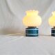 Pair of duck blue and white opaline lamps