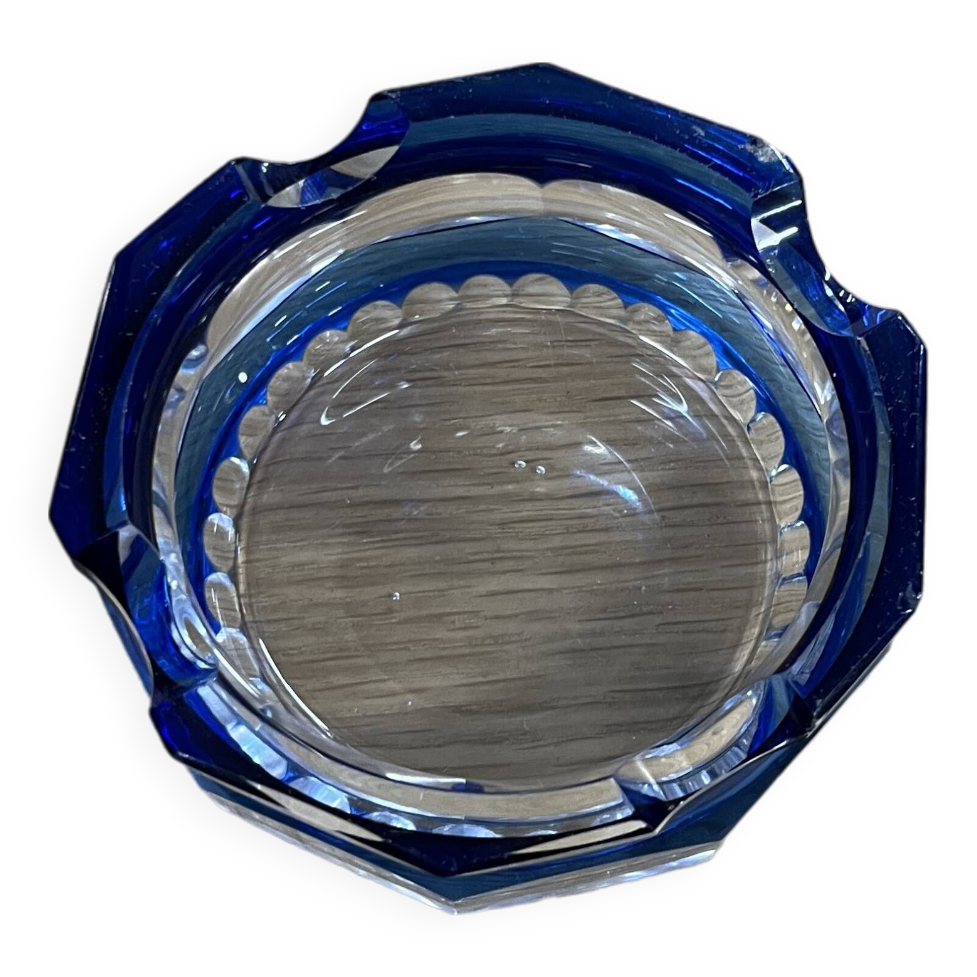 Cobalt Blue Crystal Glass Ashtray