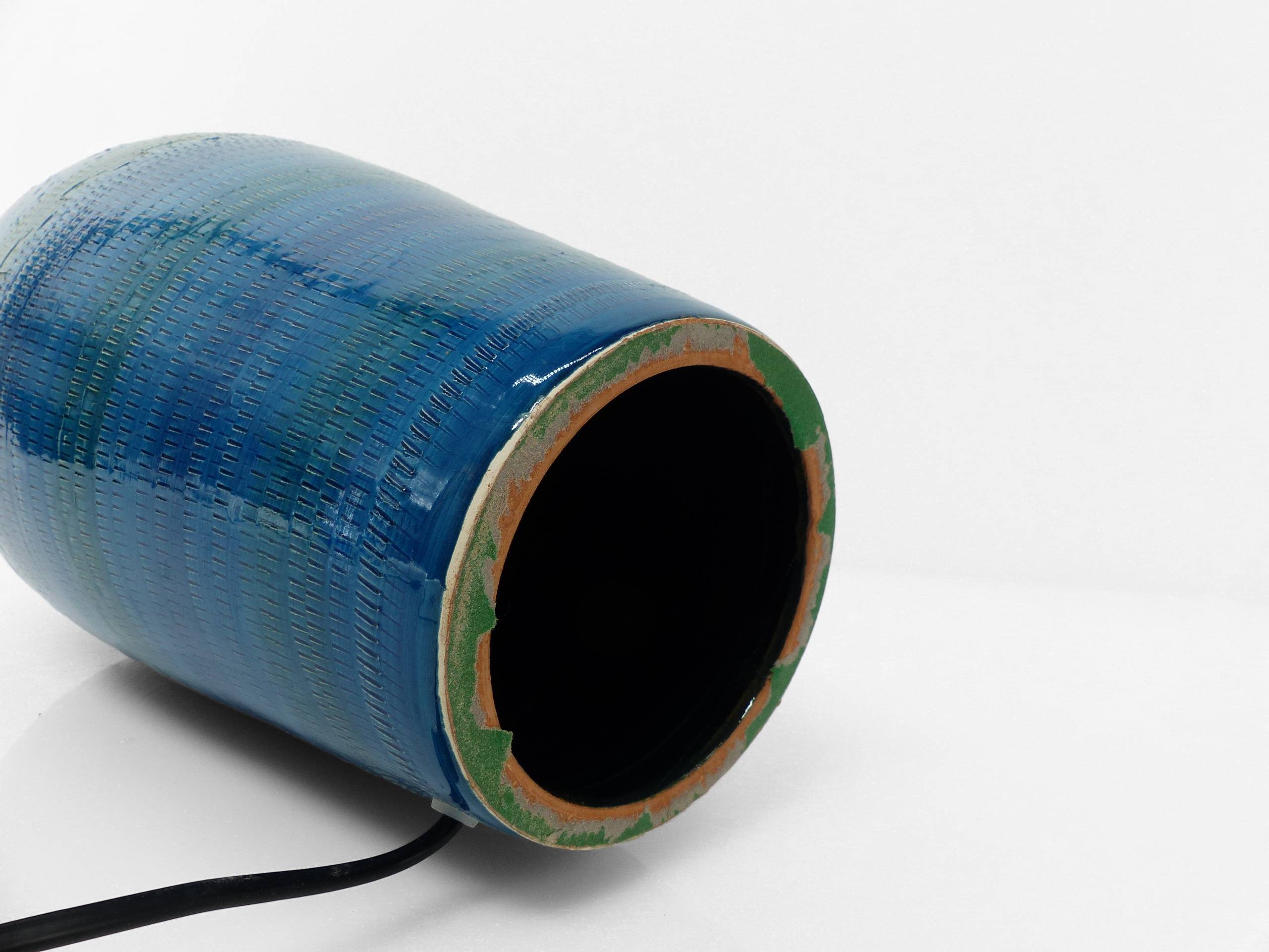 Blue earthenware lamp, Italy, circa 1980