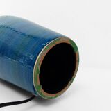 Blue earthenware lamp, Italy, circa 1980
