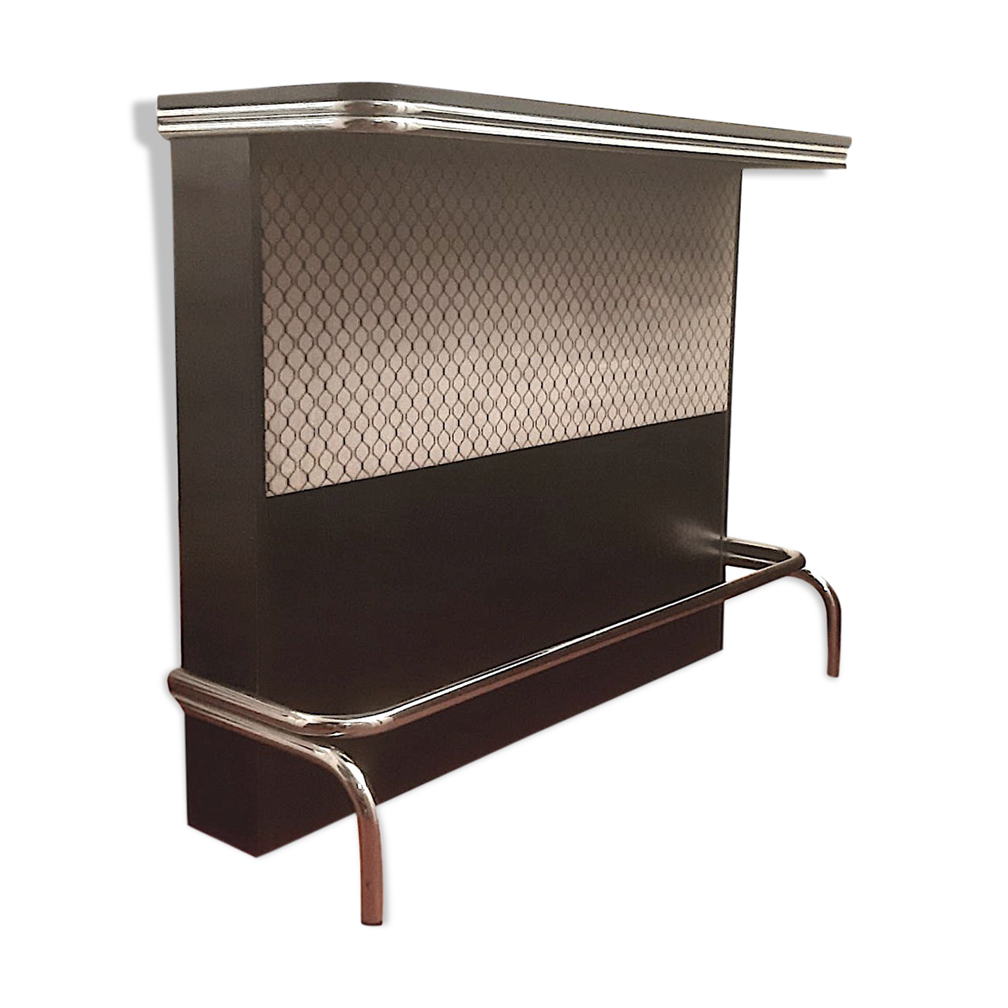 Bar à cocktail chrome et velours, 1970