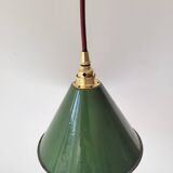 Conical pendant light in enamelled sheet metal