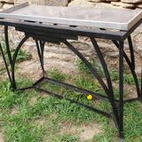 Art Deco console in wrought iron and steel (Art deco, wrought iron and steel console)