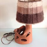 Ceramic lamp terracotta and lampshade wool 50/60