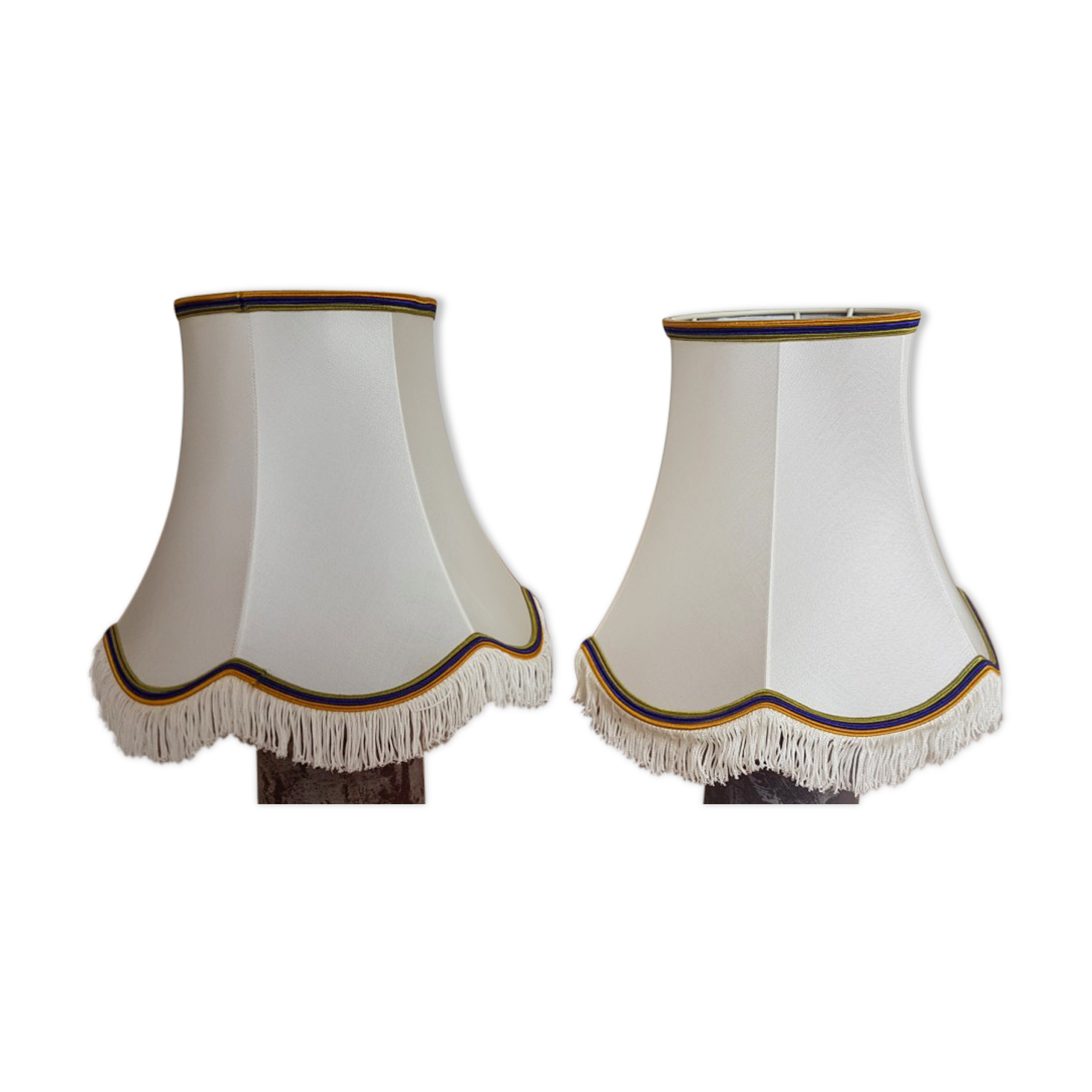 2 handmade lampshades in satin silk canvas