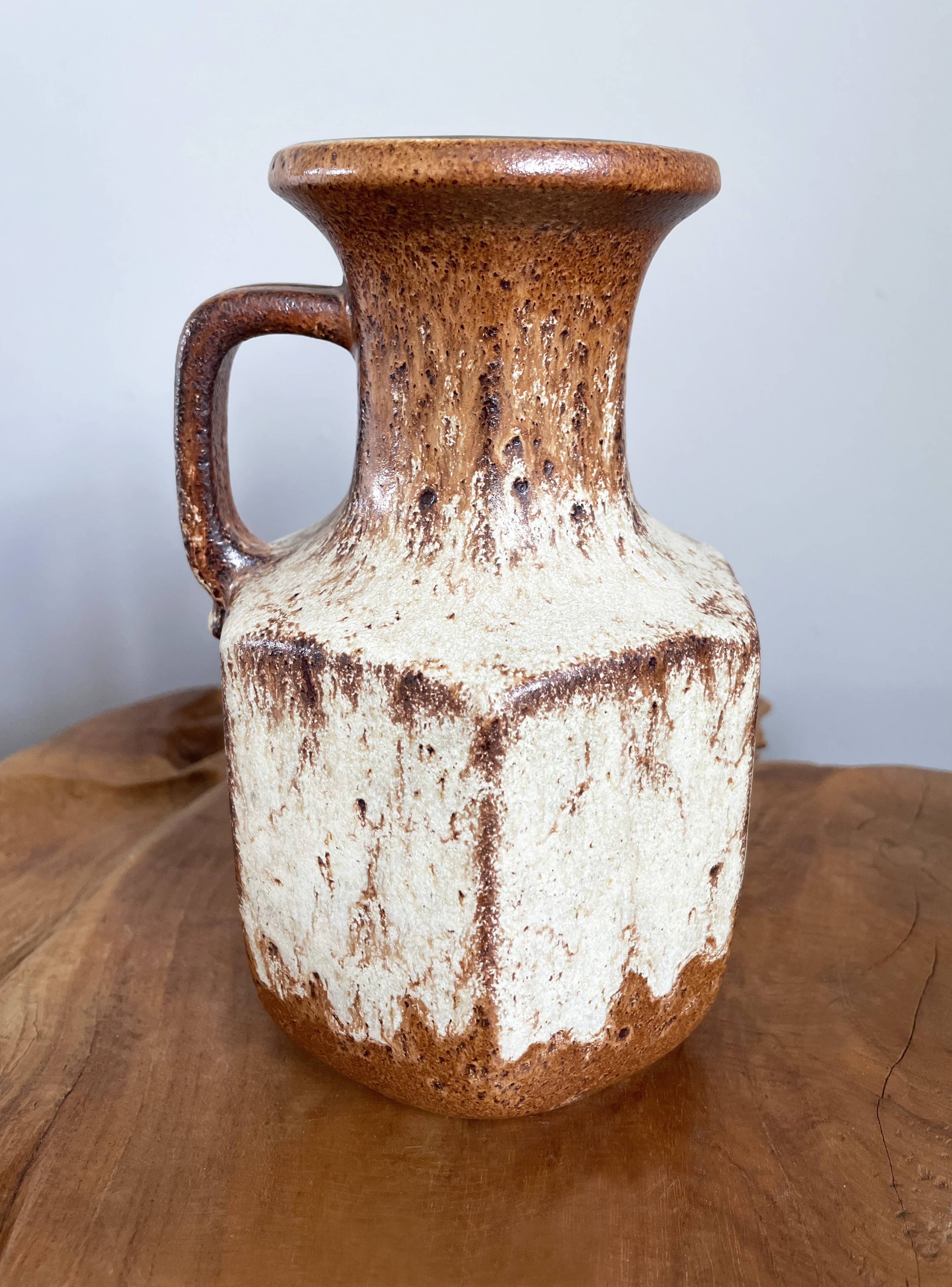 Vase brun-beige Scheurich 497-18, fat lava vintage, poterie d’art ouest-allemande (WGP)