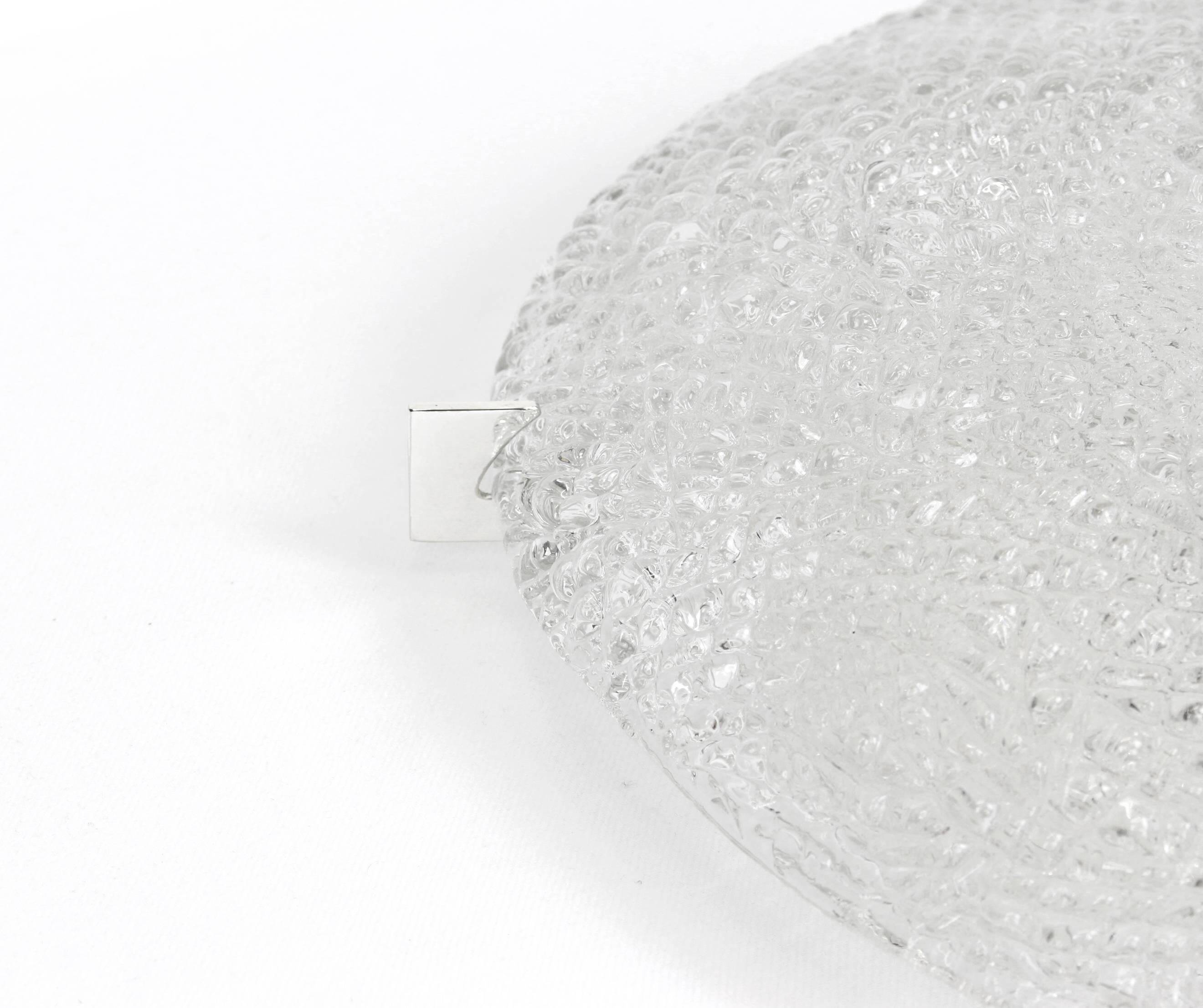 Large round frosted glass ceiling light, Kaiser, Germany, 1970s