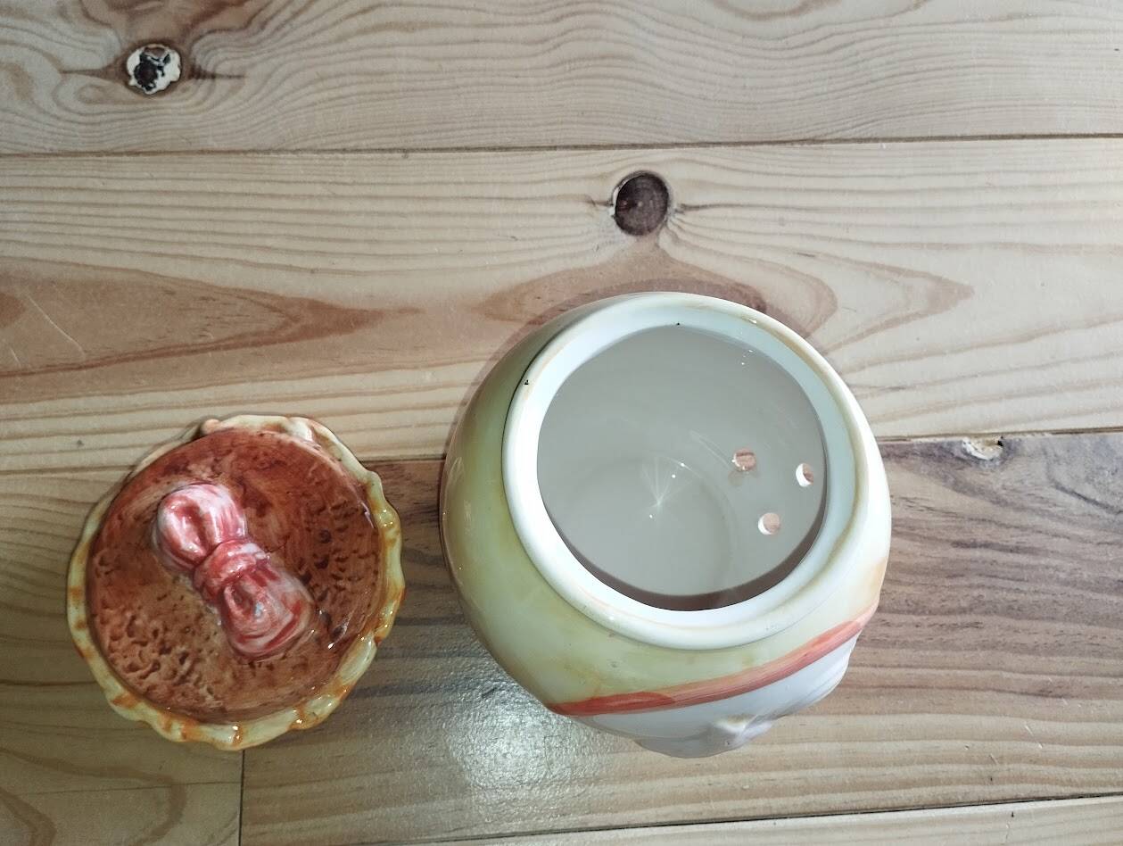 Vintage garlic pot in ceramic majolica – 1950s