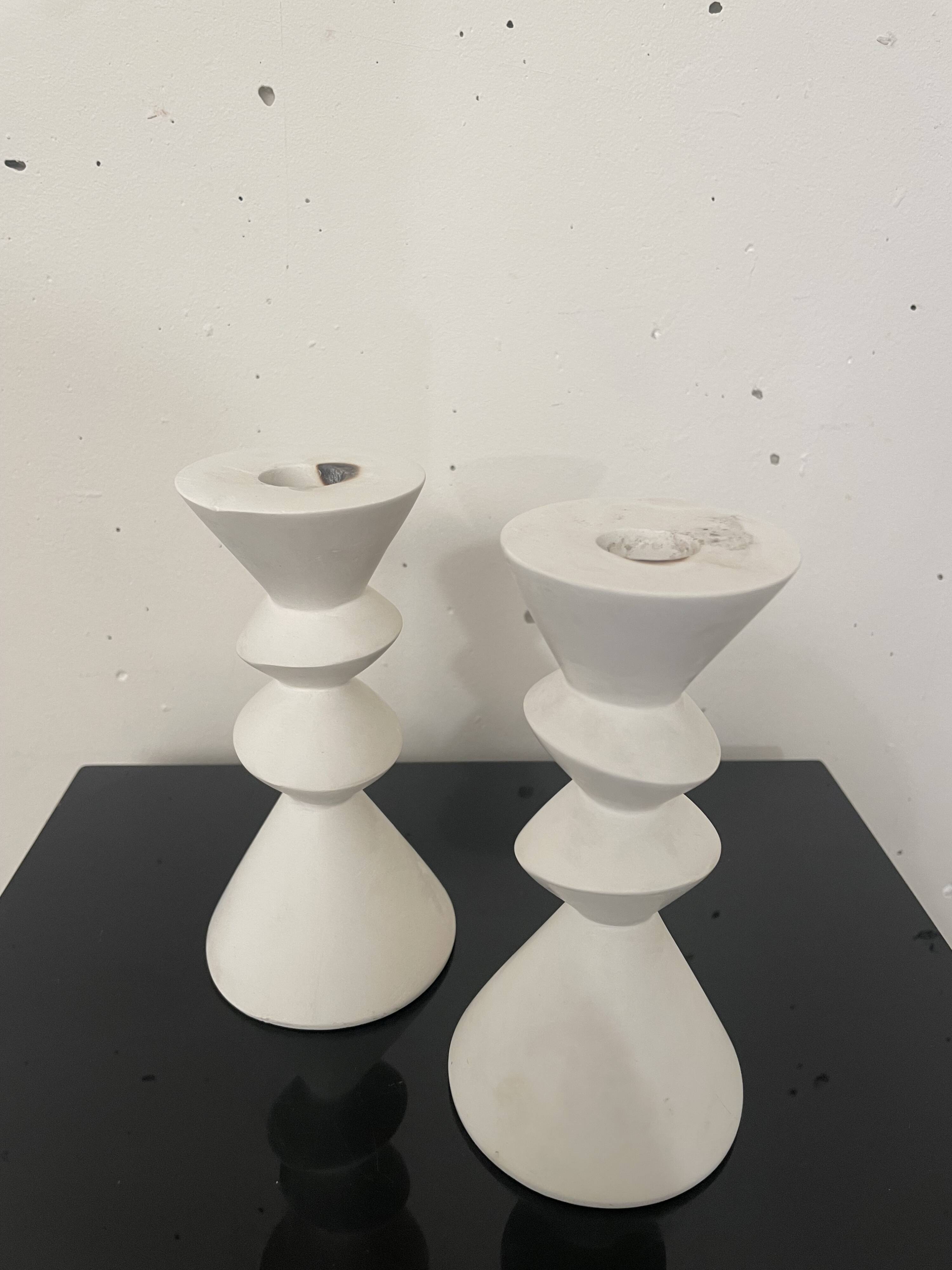 Pair of plaster candlesticks 1980