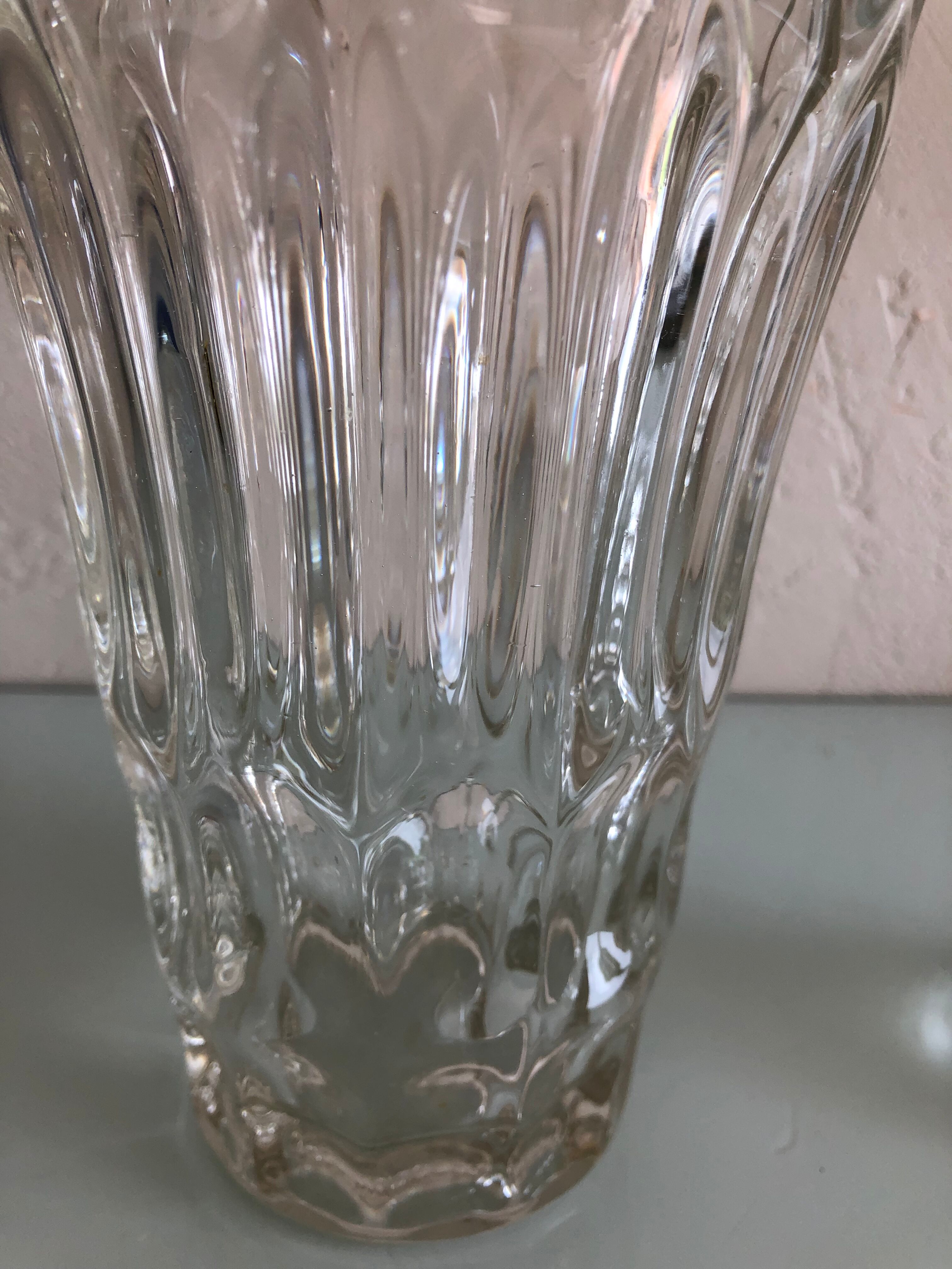 Two vases in cut glass vintage 60s-70s