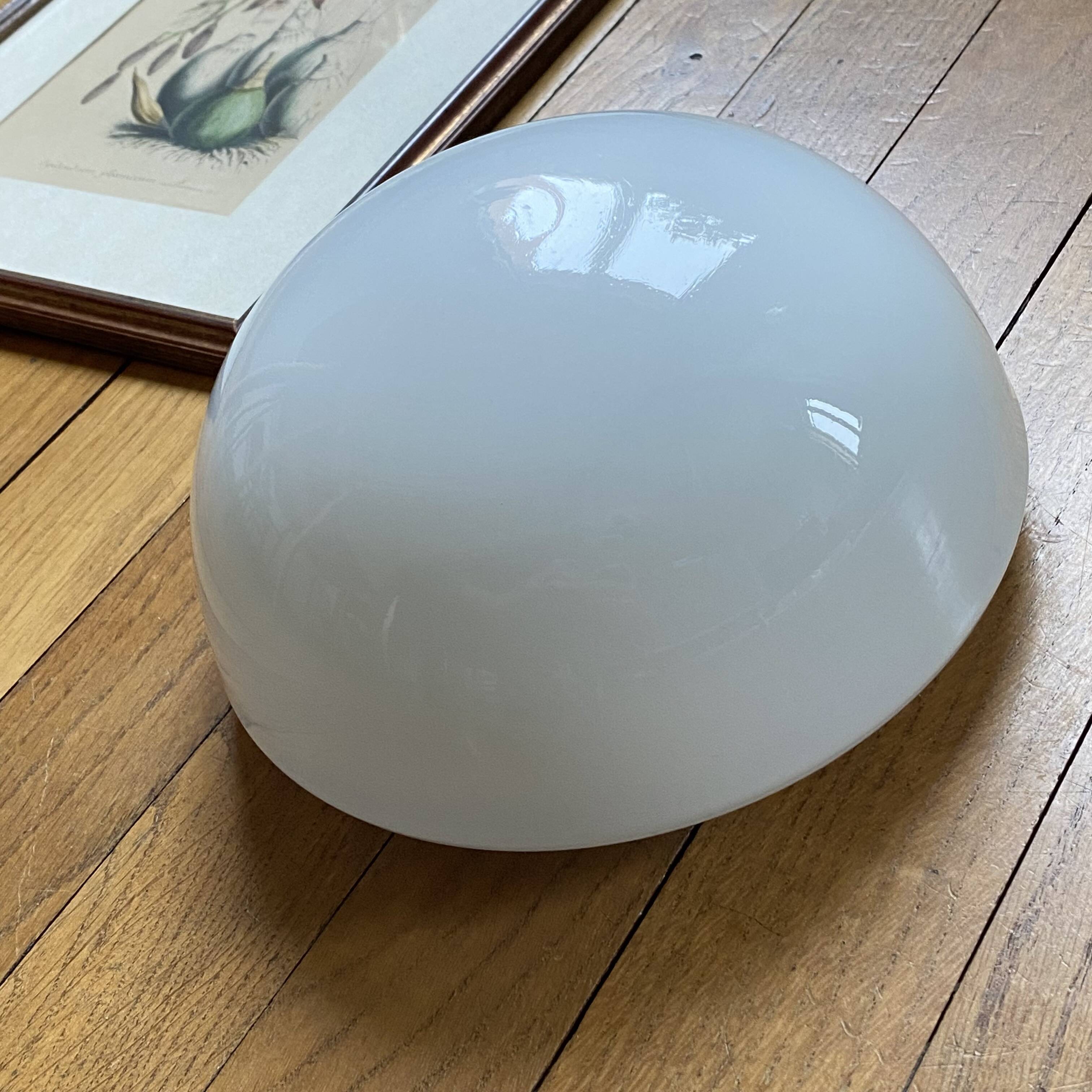Ceiling light or half-moon wall sconce 20 cm white opaline glass 1960s 1970s