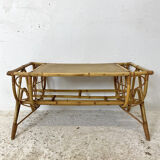 Table basse en rotin vintage 60's