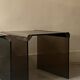 Design bedside table in metal & smoked glass, Roche Bobois 1970.