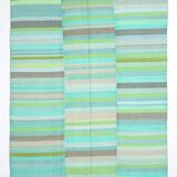 7x9 Shades Of Green Vintage Kilim Rug, 213x281Cm