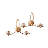 Paire d'appliques vintage 1950 cuivre & verre