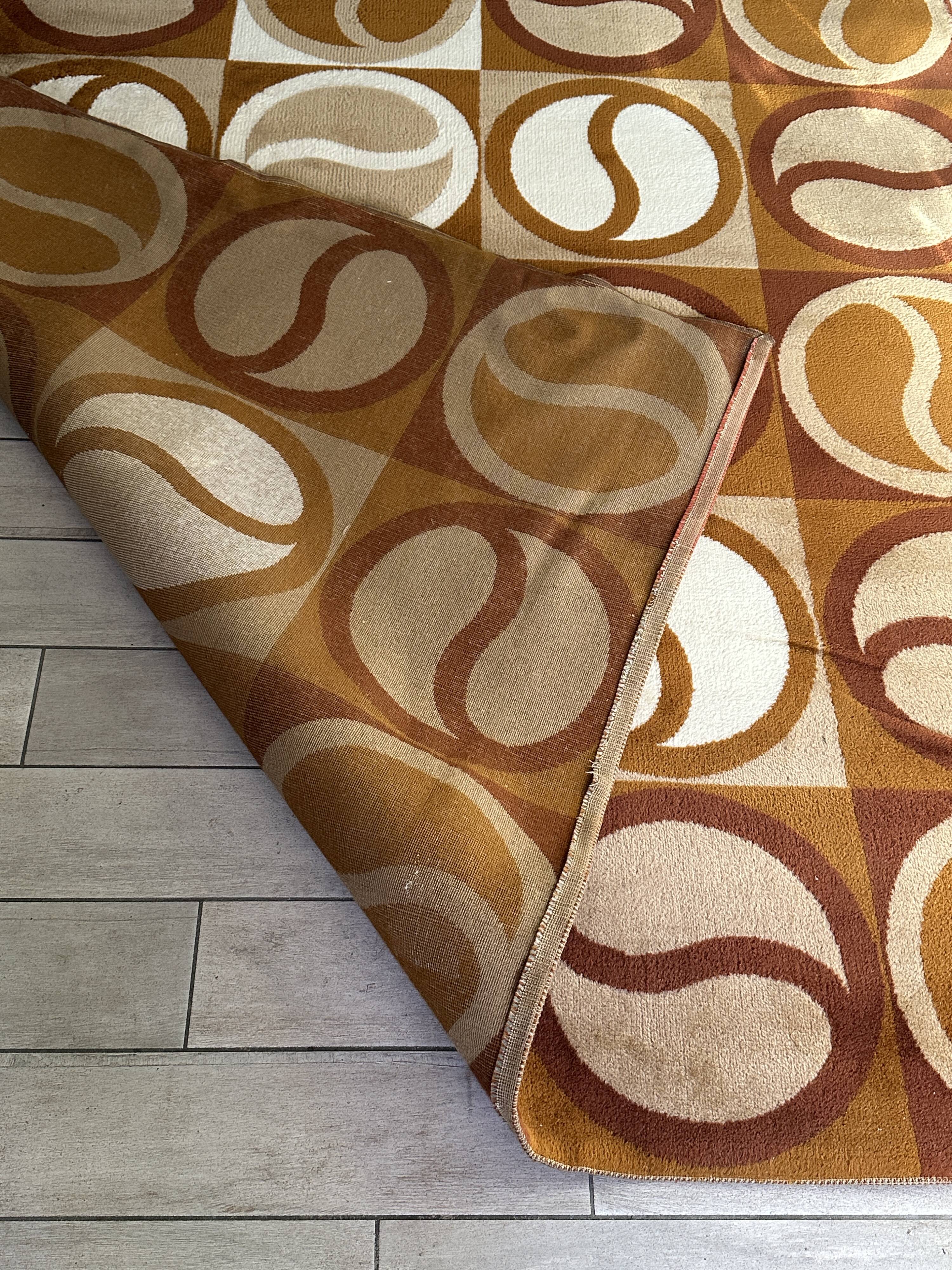 Grand tapis géométrique années 70 scandinave Space Age