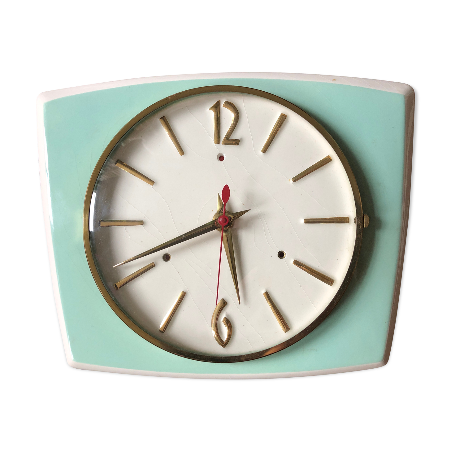 Ceramic trapeze clock of the 50s