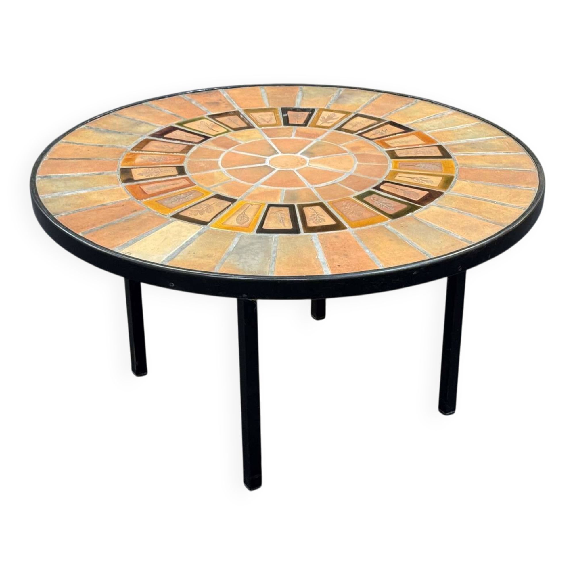 1960s round coffee table Vallauris signed Capron