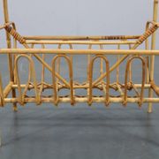 1970s Rattan Newspaper and Magazine Stand with Glass Top, Italy