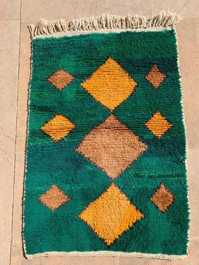 Handmade pure wool rug, size 100 x 200 cm